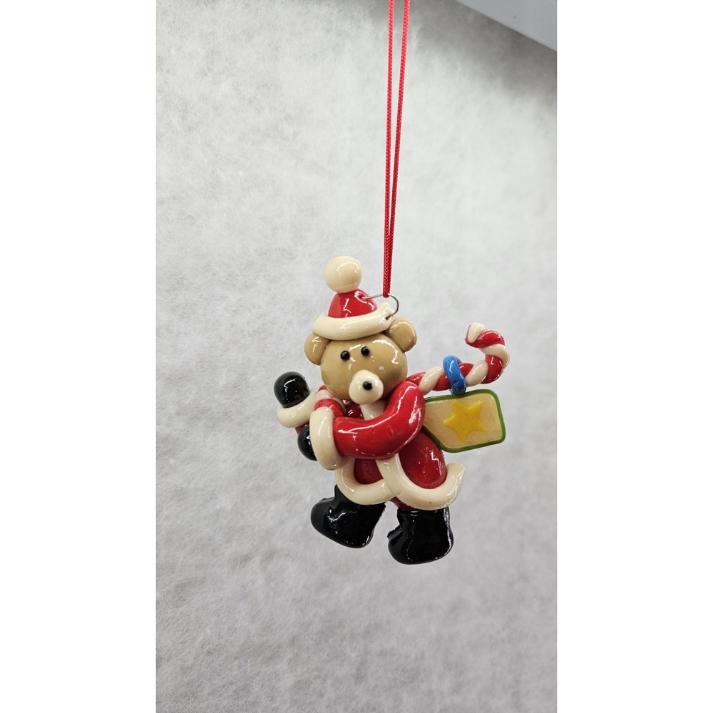 Vintage‎ Glazed Salt Dough Type Christmas Bear Festive Holiday Ornament Taiwan